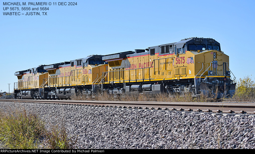 Union Pacific AC4400CWM units 5675, 5656 and 5684